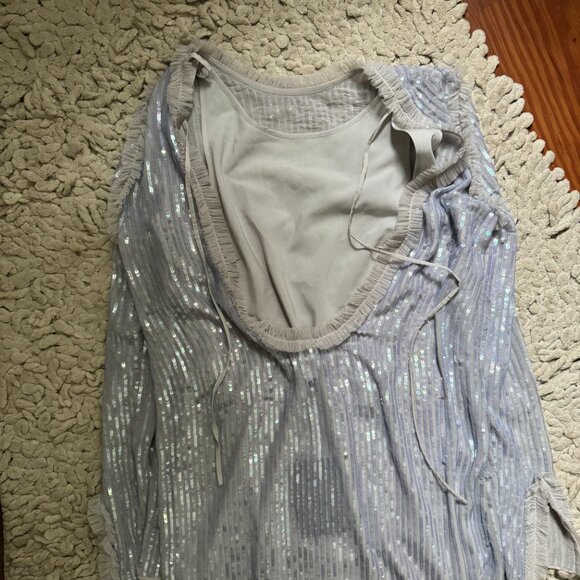 NWT BHLDN Needle & Thread Shimmer Long Sleeve Mini Dress Sz XS - Picture 9 of 12